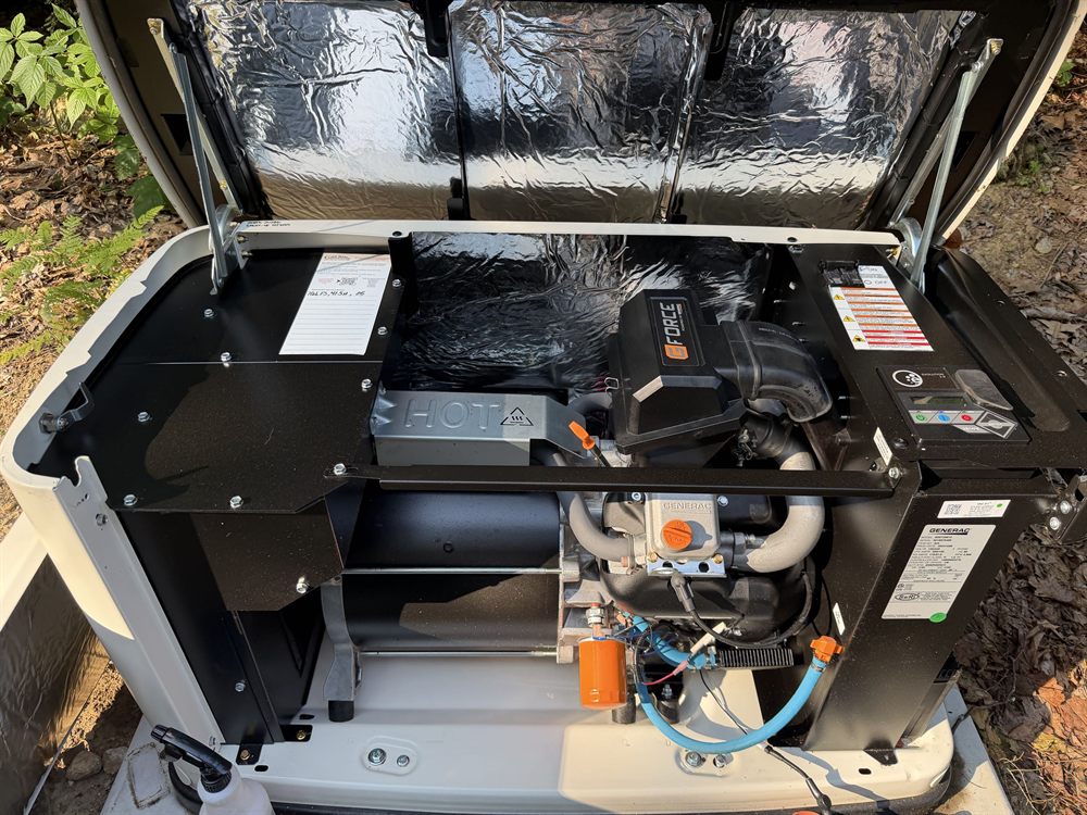 Open Generac standby generator during an annual maintenance service
